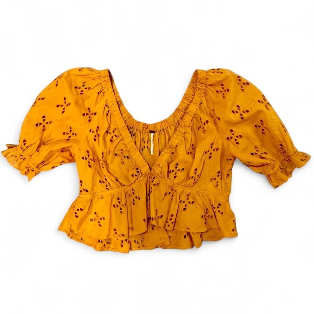 Free-people Women's Yellow and Orange Blouse